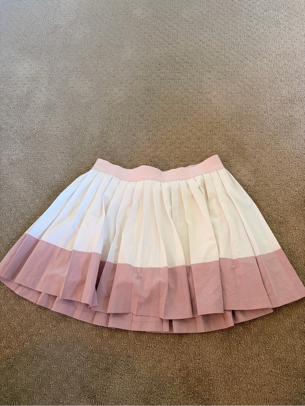 Athleta Pink and White Colorblock Pleated Skirt